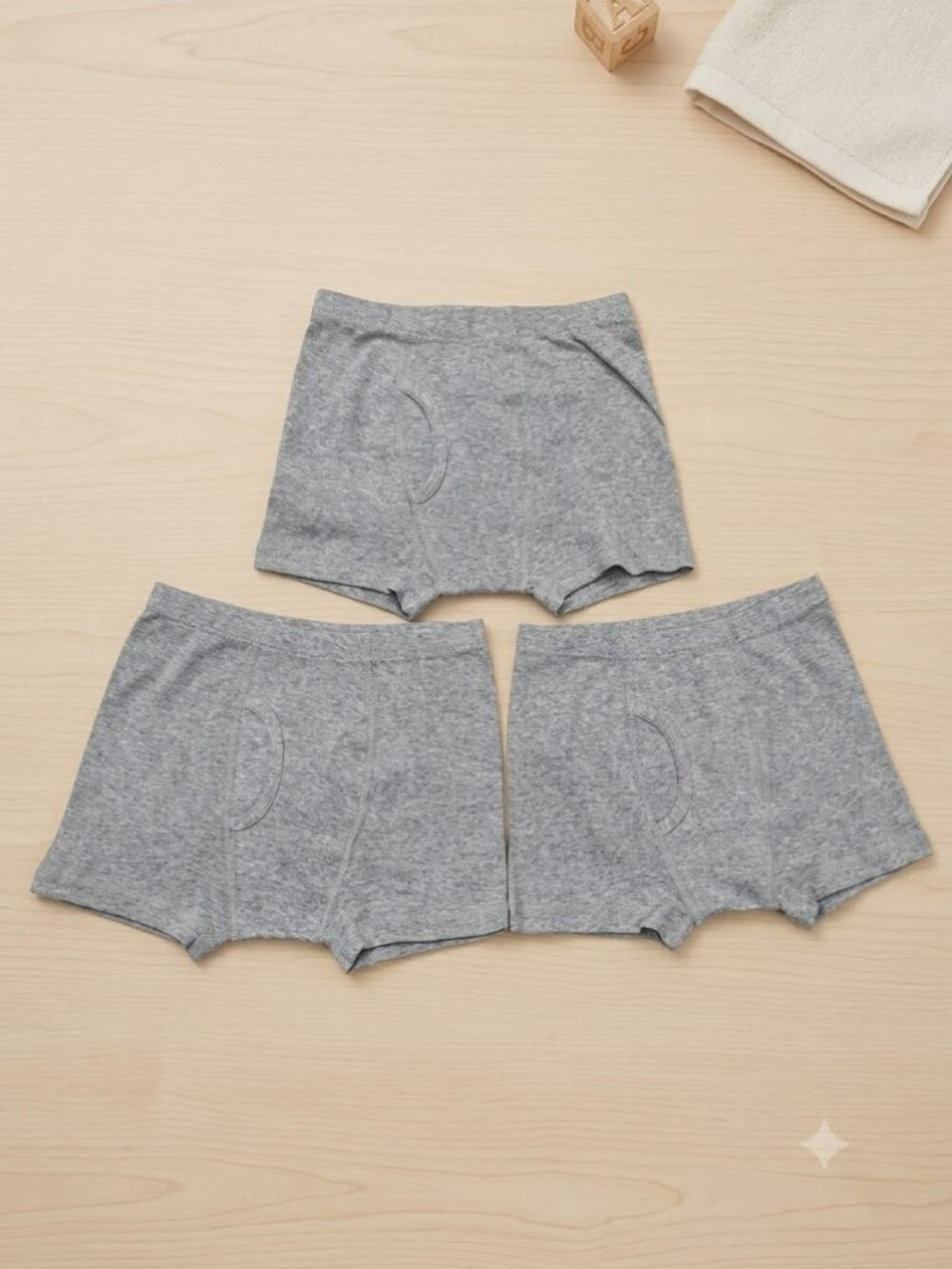 NWT 3-Pack Boys Cotton Underwear Trunks Size S Heather Grey Solid Everyday Lot